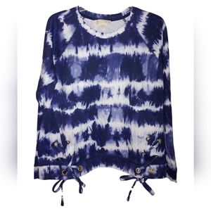 Michael Kors Navy and White Tie Dye Sweatshirt, Size L